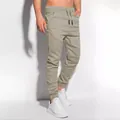 Lässige khakifarbene Herren-Jogginghose mit Kordelzug und Bündchen - S / Unterteile / Hellgrün