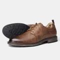 Scarpe eleganti classiche in pelle marrone da uomo con suola antiscivolo e dettagli - 40 / Brogue Marrone Scuro Lucido (KD7262)