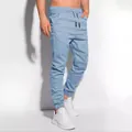 Herren-Jogginghose in Hellblau mit Kordelzug und elastischen Bündchen für die Freizeit - S / Unterteile / Hellblau