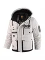 Gepolsterte Herren-Winterjacke mit Kapuze in Grau mit schwarzen Akzenten - XS / Oberteile / Weiß (3889)