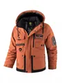 Wasserdichte Herren-Winterjacke mit Kapuze in Orange mit Multi-Taschen-Design - XS / Oberteile / Jujuberot (3889)