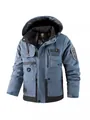 Blaue wasserdichte verdickte Herren Winterkapuzenjacke für den Außenbereich warm - XS / Oberteile / Blau (3889)