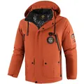 Dicker orangefarbener Kapuzen-Winterjacke für Herren, wasserdichter und warmer Outdoor-Parka - XS / Oberteile / Jujuberot (2766)