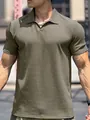 Men's olive green textured polo shirt featuring athletic fit and breathable fabric design - Army Green