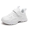 White breathable mesh children's sneakers with velcro and laces for school and running - 28 / Mesh / White