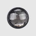 High-end Japanese smoky resin decorative button with black leaf-patterned border - 28L (18.0mm) / Black