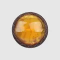 High-end vintage resin decorative button with amber dome and carved floral border for coats - 20L (13.0mm) / Orange