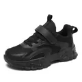 Breathable all-black mesh sneakers for kids with a durable anti-slip rubber chunky sole - 28 / Mesh / Black