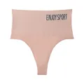 Seamless high-waisted sports thong for women in peach with ENJOY SPORT print - M / Bottoms / Dusty Pink
