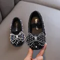 Elegante schwarze Prinzessinnenschuhe für Kleinkinder mit glitzernder Strassschleife - 21 / Schwarz