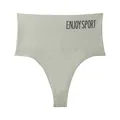 Women's seamless high-waist sport thong in sage green with ENJOY SPORT print - Grey Green