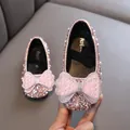 Funkelnde rosa Mädchen Prinzessinnenschuhe mit Strasssteinen, Perlen und Schleife - 21 / Rosa