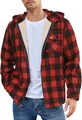 Detail view of red and black buffalo plaid flannel jacket with soft sherpa lining. - S / Tops / Red/Black Plaid