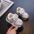 Silberfarbene Baby-Lauflernschuhe aus Mikrofaser mit weicher EVA-Sohle für Kleinkinder - 16 / Gold