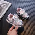 Elegante silberne Baby-Sneaker mit rosa Mesh für Kleinkinder im Alter von 0-3 Jahren - 16 / Rosa