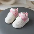 Pink and white toddler sneakers with anti-slip soft soles and velcro straps - Size 21 (Insole Length 13.5cm) / Pink