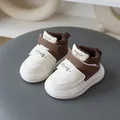 Stylish brown and white children's sneakers with anti-slip soft soles - 21 / Khaki