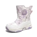 Comfortable warm purple and white tie-dye fleece-lined children's winter snow boots - 30 / White Purple