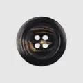 Bottone decorativo a quattro fori in resina marrone scuro con venature effetto corno - Nero