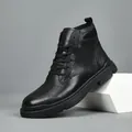 Stivali Martin da uomo in vera pelle nera stile classico - 38 / Nero