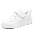 Klassieke witte sneakers voor kinderen met klittenband en ademend geperforeerd design - Wit Lederen Oppervlak