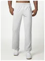 Close-up detail of men's loose fit light grey sweatpants for citywalk and home. - S / Bottoms / Mixed Grey