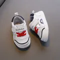White breathable mesh toddler walking shoes with red laces for 1-3 years old kids - 16 / Black