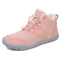 Botas de nieve de invierno rosas con forro polar y diseño minimalista de punta ancha. - 38 / Rosa