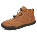 Botas de invierno descalzas marrones con forro de felpa para calidez al aire libre - 38 / Marrón