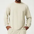Premium men's casual cream crewneck sweatshirt in a comfortable solid color variant - S / Top And Bottom (DWY1010) / Bright yellow