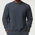 Men's dark charcoal crewneck sweatshirt in a minimalist solid color casual design - S / Top And Bottom (DWY1010) / Dark Navy