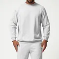 Men's sports casual crewneck sweatshirt and sweatpants tracksuit set in light heather grey - S / Top And Bottom (DWY1010) / Mixed Grey