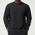 Men's classic solid black crew neck sweatshirt, perfect for casual citywalk style - S / Top And Bottom (DWY1010) / Premium Black