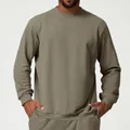 Felpa girocollo classica da uomo verde oliva per abbigliamento casual autunno inverno - Grigio Tempesta