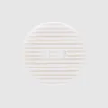 Premium white round decorative button with horizontal ribbed texture for high-end apparel - 2-Hole Striped Shape / 11.5mm / Natural