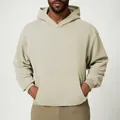 Sudadera con capucha caqui de gran tamaño para hombre con bolsillo canguro deporte - Amarillo tierno