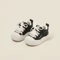 Scarpe primi passi classiche bianche e nere per bambini piccoli con punta rinforzata - Nero