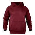 Hochwertiges Detail eines weinroten Fleece-Kapuzenpullovers mit klassischem Kängurutaschen-Design - S / Oberteile / Weinrot (YFY-YLB-5)