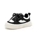 Modische schwarz-weiße Low-Top-Sportschuhe für Kinder mit rutschfester Sohle und Klett - Schwarz