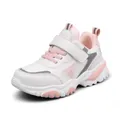 Breathable pink and white children's chunky sneakers with adjustable velcro strap for girls - 28 / Double Mesh Style / Pink