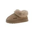 Bottes de neige chaudes marron pour femmes avec col en fourrure et semelle épaisse - Blanc Cassé