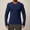 Men's navy blue slim fit long sleeve quick-dry athletic training compression top - S / Tops / Dark Blue