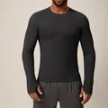 Men's quick-dry athletic long sleeve shirt in dark charcoal with thumbhole cuffs - S / Tops / Dark Gray