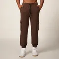 Premium men's solid brown cargo joggers featuring multi-pockets for outdoor hiking activities - S / Bottoms / Dark Brown