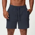 Short cargo de sport pour hommes avec cordon de serrage et poches latérales bleu marine - Bleu Marine Foncée