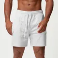Short de sport décontracté pour hommes en gris chiné avec poches cargo et cordon - Gris Chiné
