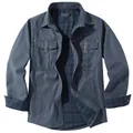Men's retro western style flannel lined casual jacket in dark blue finish - Blue
