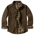 Premium men's retro brown western jacket featuring a cozy plaid flannel lining detail - Dark Brown