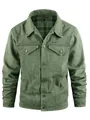 Veste de camionneur en denim vert pour homme avec doublure chaude en flanelle - Vert