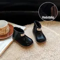 Toddler girls black boots with warm fleece lining and soft sole for winter comfort - Size 16 (Inner Length 12.0CM) / Black (Fleece-lined)